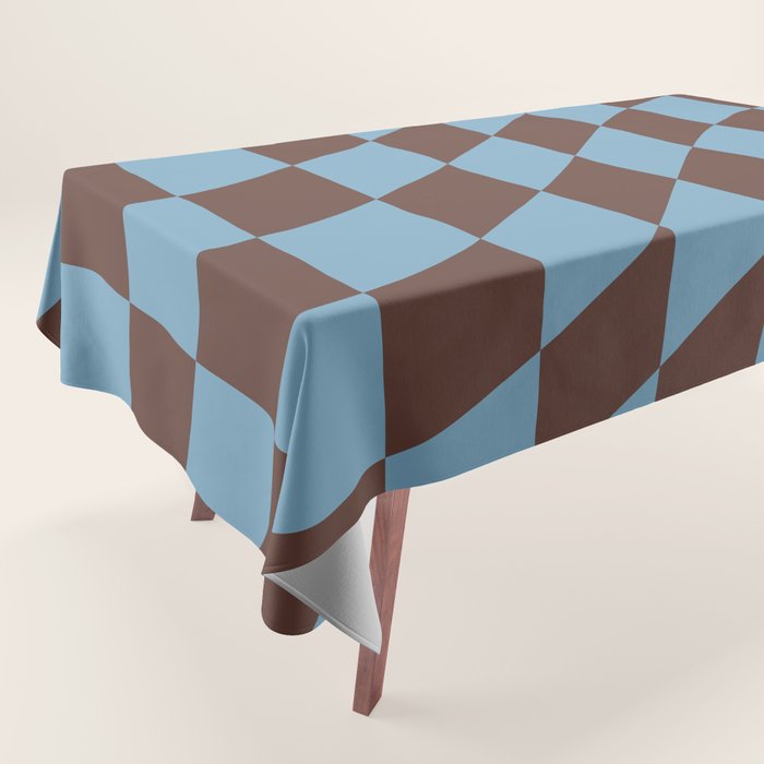 Wavy Seaside Blue x Chocolate Tablecloth Gallery Image 1