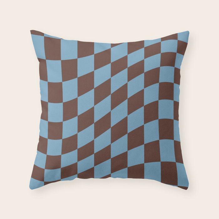 Wavy Seaside Blue x Chocolate Throw Pillow Gallery Image 6