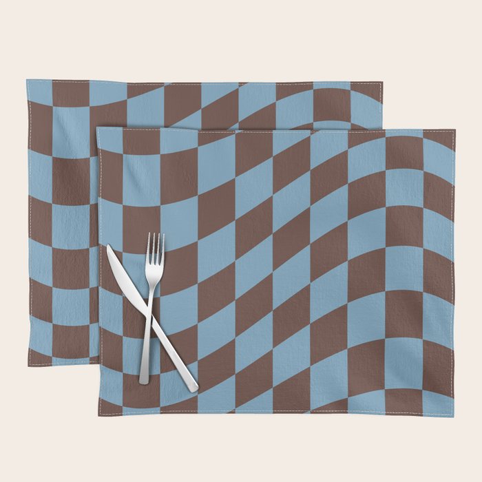 Wavy Seaside Blue x Chocolate Placemat Gallery Image 1