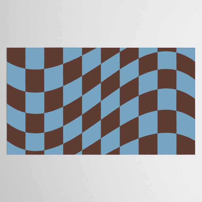 Wavy Seaside Blue x Chocolate Tablecloth Gallery Image 2