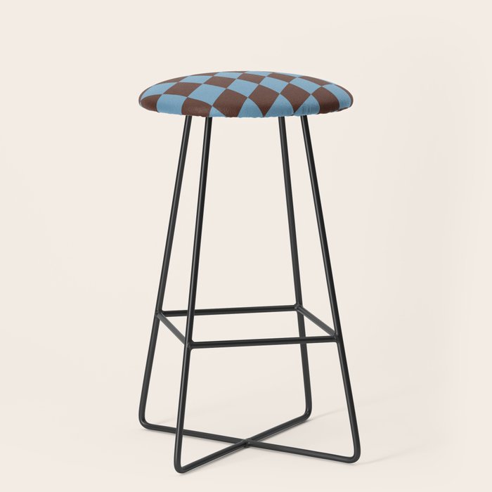 Wavy Seaside Blue x Chocolate Stool Gallery Image 1