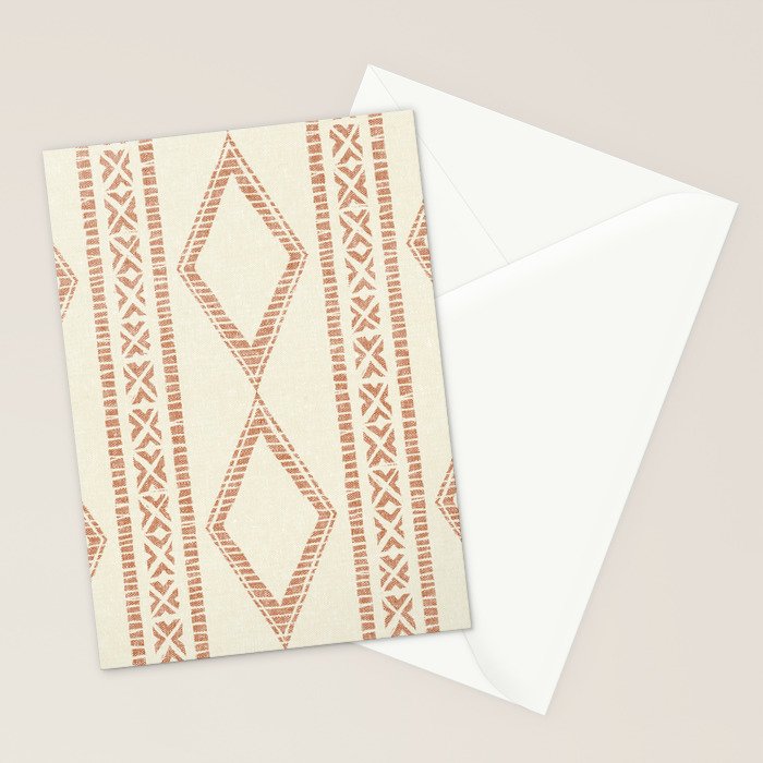 oceania diamond stripes - ginger on cream Stationery Card Gallery Image 2