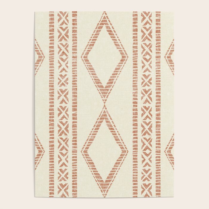 oceania diamond stripes - ginger on cream Poster Gallery Image 4