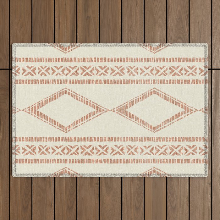 oceania diamond stripes - ginger on cream Outdoor Rug Gallery Image 1