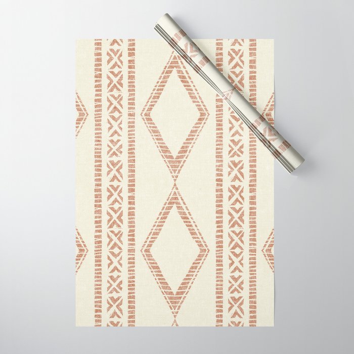 oceania diamond stripes - ginger on cream Wrapping Paper Gallery Image 1