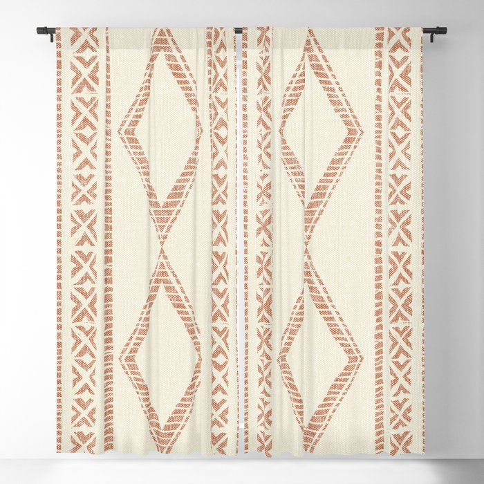 oceania diamond stripes - ginger on cream Window Curtain Gallery Image 1