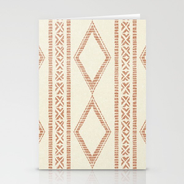 oceania diamond stripes - ginger on cream Stationery Card Gallery Image 1