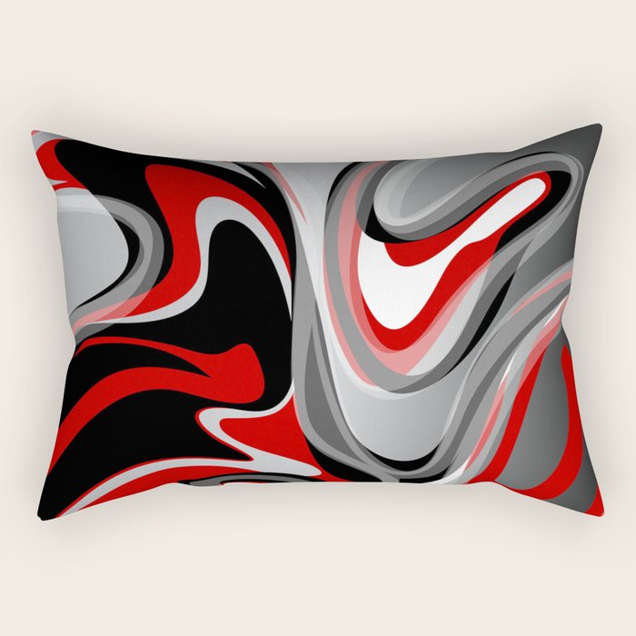 Liquify - Red, Gray, Black, White Rectangular Pillow Gallery Image 2