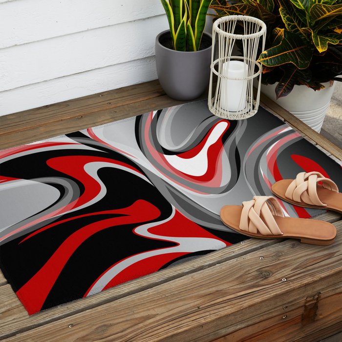 Liquify - Red, Gray, Black, White Outdoor Rug Gallery Image 2