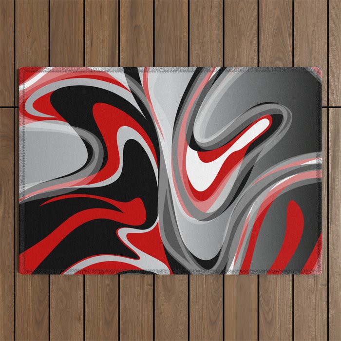 Liquify - Red, Gray, Black, White Outdoor Rug Gallery Image 1