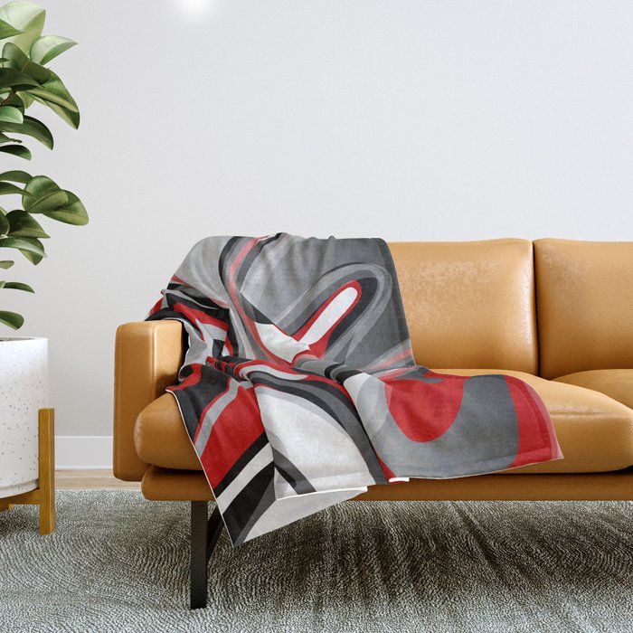 Liquify - Red, Gray, Black, White Throw Blanket Gallery Image 1