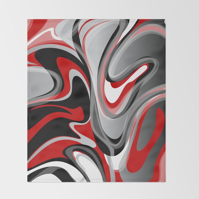 Liquify - Red, Gray, Black, White Throw Blanket Gallery Image 2