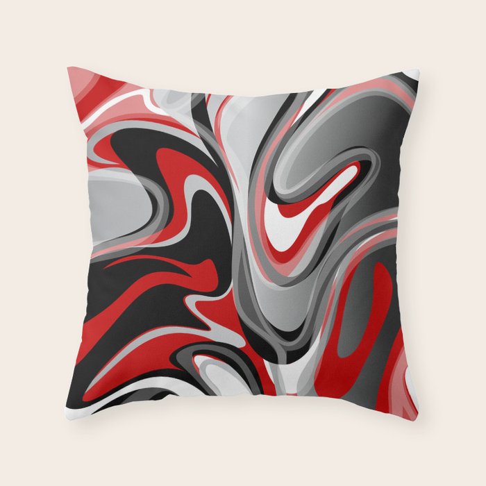 Liquify - Red, Gray, Black, White Throw Pillow Gallery Image 6