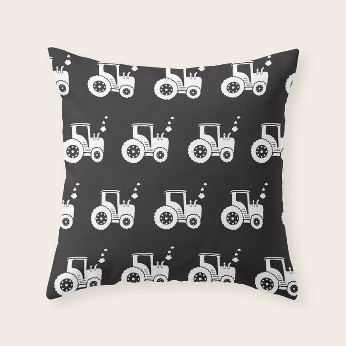 Tractors Monochrome Throw Pillow Gallery Image 6