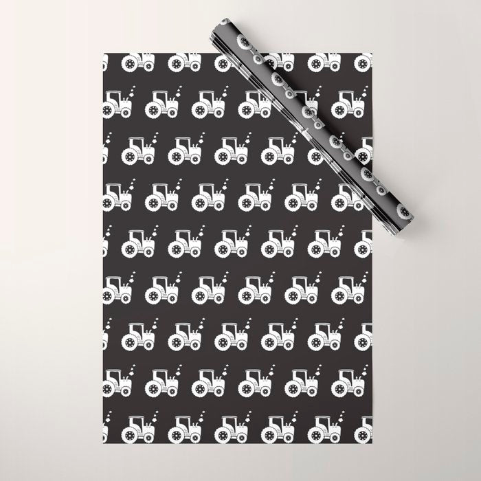 Tractors Monochrome Wrapping Paper Gallery Image 1