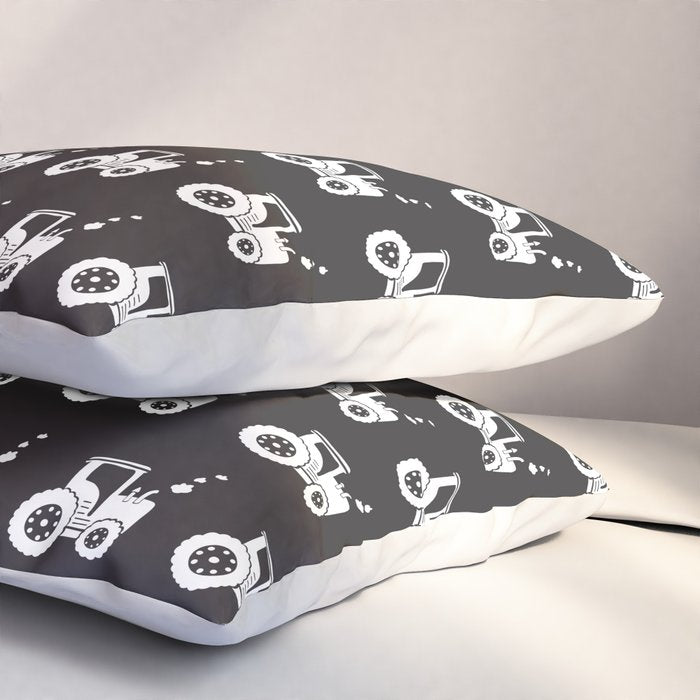 Tractors Monochrome Pillow Sham Gallery Image 3