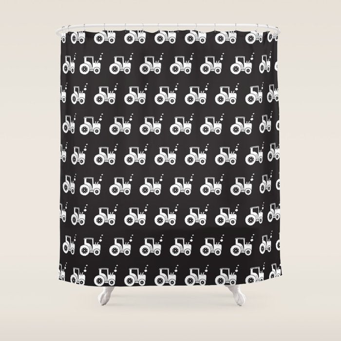 Tractors Monochrome Shower Curtain Gallery Image 1