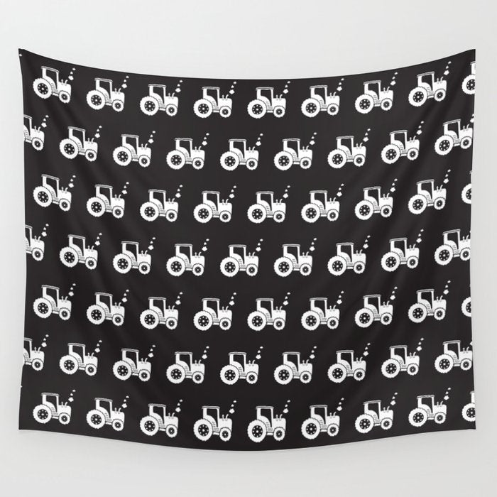 Tractors Monochrome Wall Tapestry Gallery Image 1