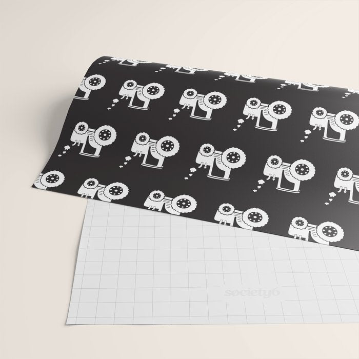 Tractors Monochrome Wrapping Paper Gallery Image 2