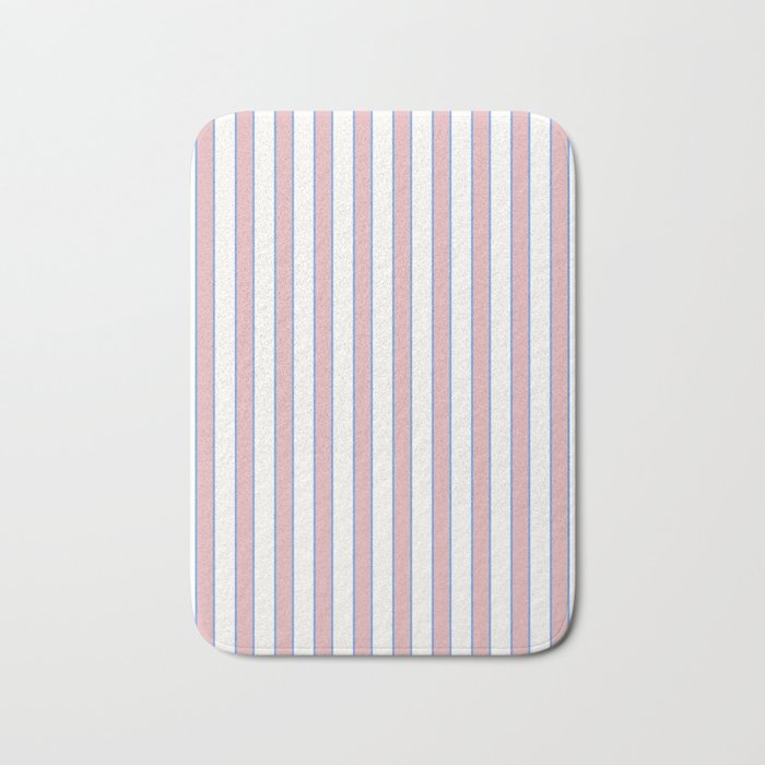 Vintage Cabana Stripe Pink And Blue Stripes Retro Boho Coastal Beach Vibe Bath Mat Gallery Image 1