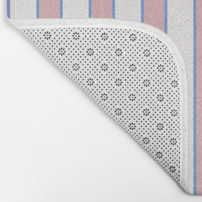 Vintage Cabana Stripe Pink And Blue Stripes Retro Boho Coastal Beach Vibe Bath Mat Gallery Image 2