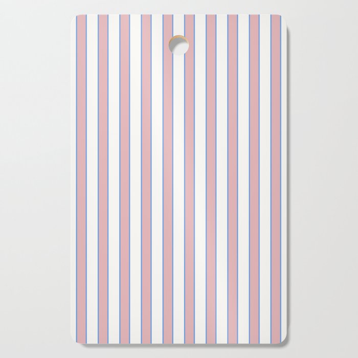 Vintage Cabana Stripe Pink And Blue Stripes Retro Boho Coastal Beach Vibe Cutting Board Gallery Image 1