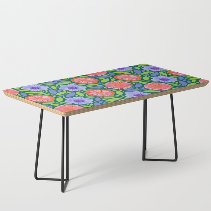 Folk Floral Blossoms in Turquoise Coffee Table Gallery Image 1