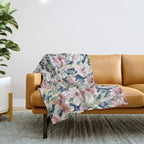 Birds in lush night garden flowers Throw Blanket Gallery Image 1