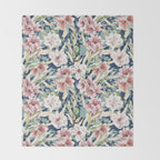 Birds in lush night garden flowers Throw Blanket Gallery Image 2