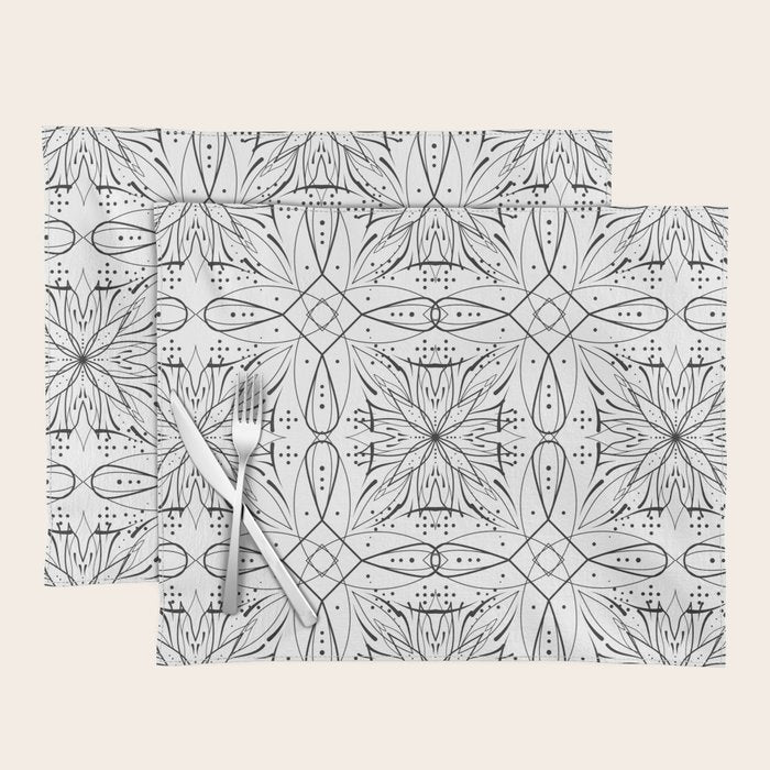 BW starry abstract mosaic B Placemat Gallery Image 1