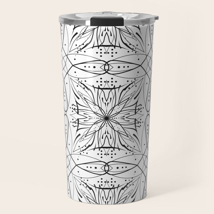 BW starry abstract mosaic B Travel Mug Gallery Image 1