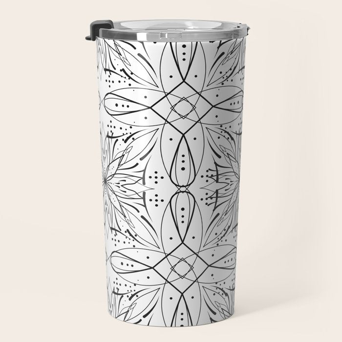 BW starry abstract mosaic B Travel Mug Gallery Image 3