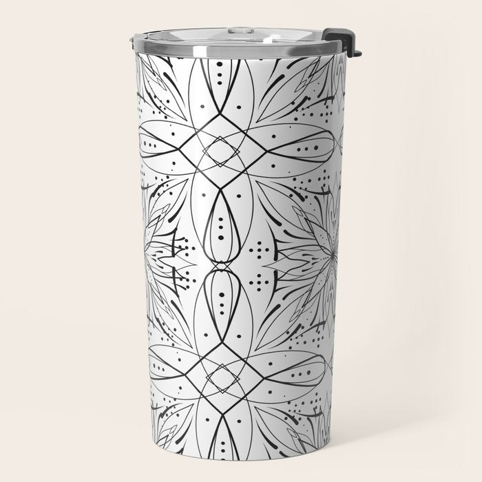 BW starry abstract mosaic B Travel Mug Gallery Image 2