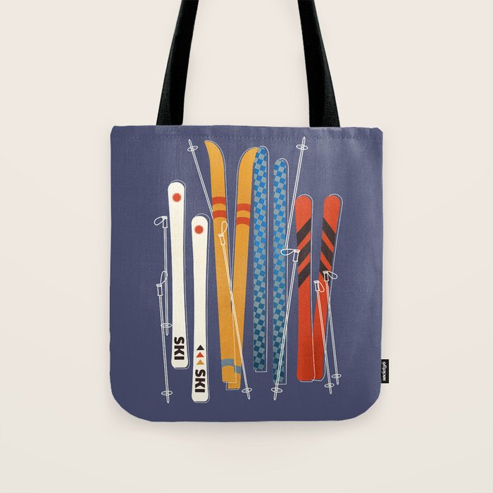 Retro Colorful Skis Tote Bag Gallery Image 1