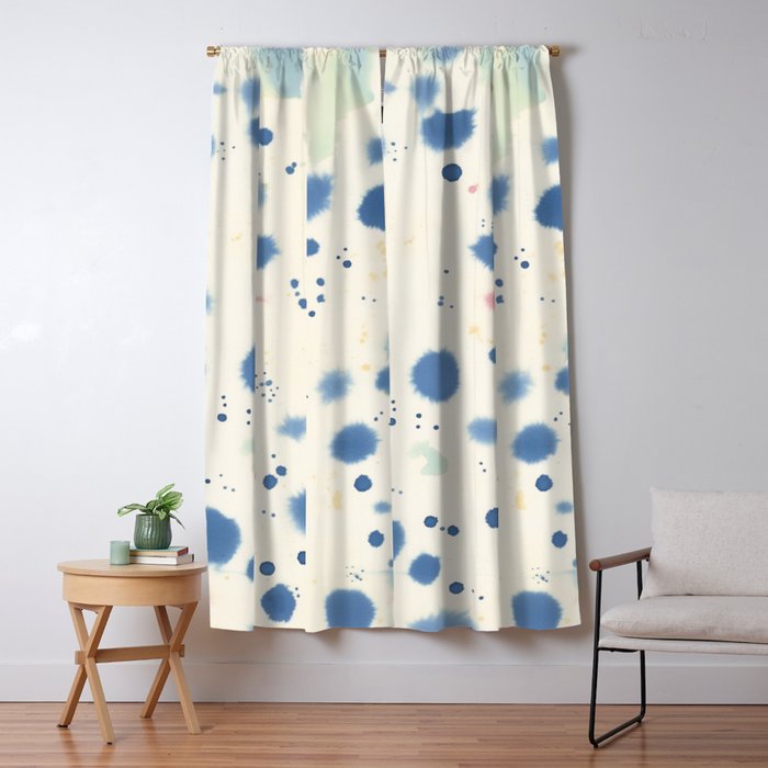 Cloudy Abstract Indigo Blue Spots Window Curtain Gallery Image 1
