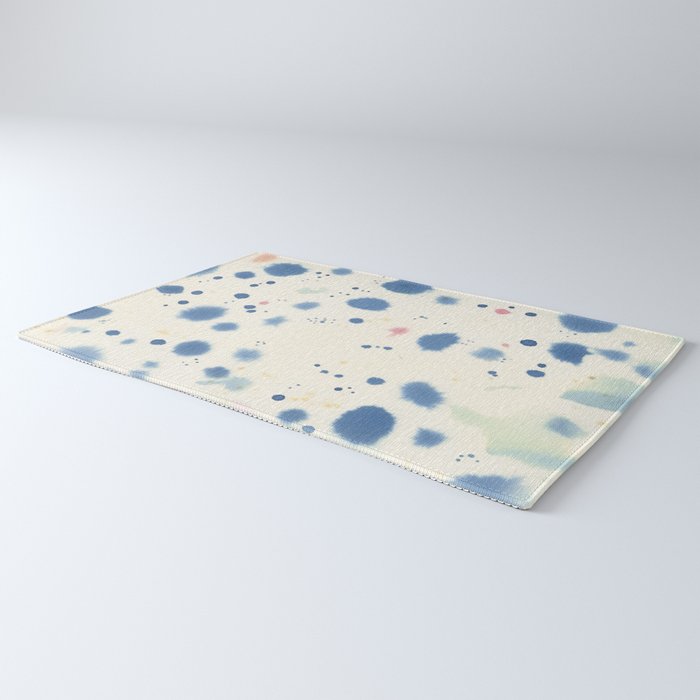 Cloudy Abstract Indigo Blue Spots Rug Gallery Image 3