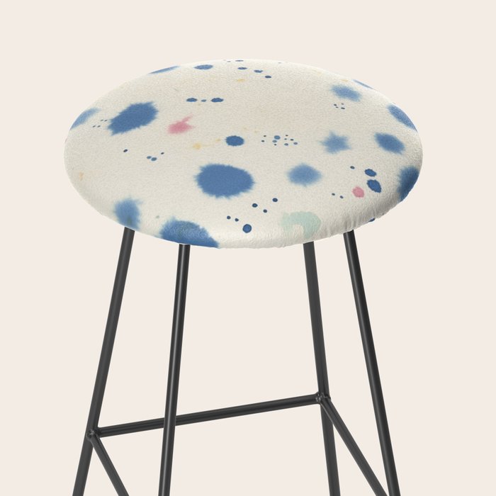 Cloudy Abstract Indigo Blue Spots Stool Gallery Image 2