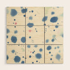 Cloudy Abstract Indigo Blue Spots Wood Wall Art Gallery Image 1