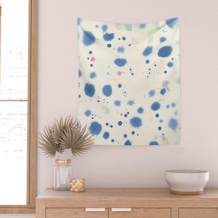 Cloudy Abstract Indigo Blue Spots Wall Tapestry Gallery Image 2