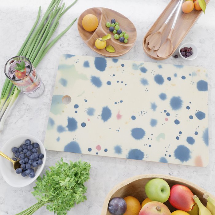 Cloudy Abstract Indigo Blue Spots Cutting Board Gallery Image 2