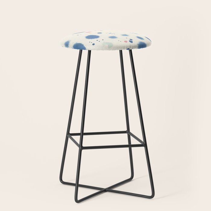 Cloudy Abstract Indigo Blue Spots Stool Gallery Image 1