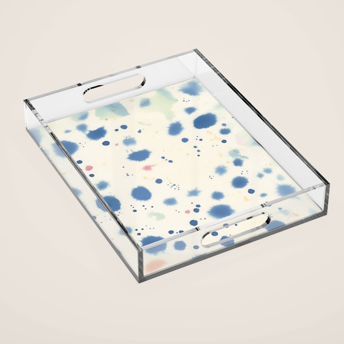 Cloudy Abstract Indigo Blue Spots Acrylic Tray Gallery Image 1