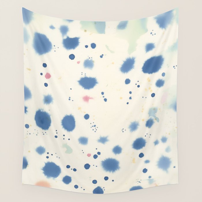 Cloudy Abstract Indigo Blue Spots Wall Tapestry Gallery Image 4