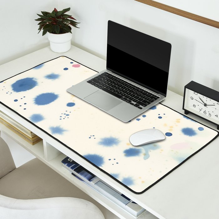 Cloudy Abstract Indigo Blue Spots Desk Mat Gallery Image 2