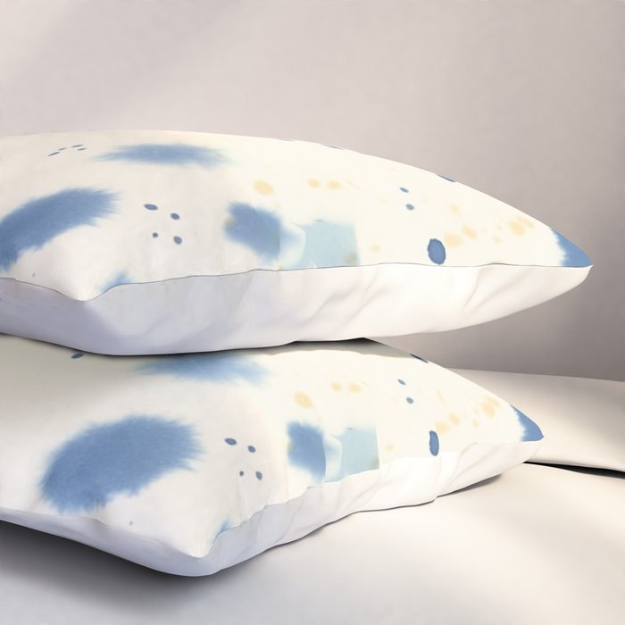Cloudy Abstract Indigo Blue Spots Pillow Sham Gallery Image 3