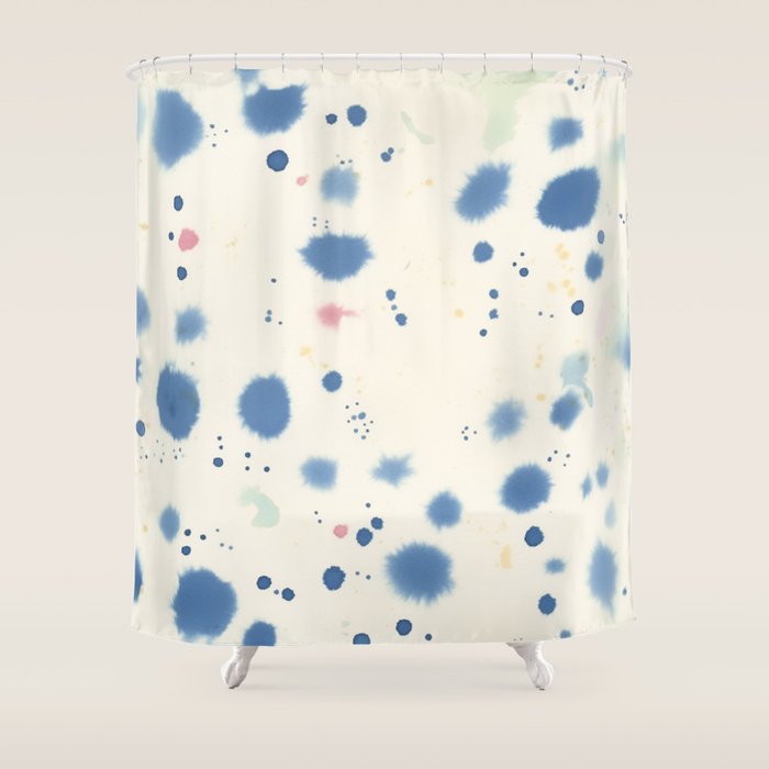 Cloudy Abstract Indigo Blue Spots Shower Curtain Gallery Image 1