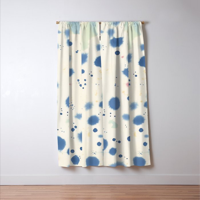 Cloudy Abstract Indigo Blue Spots Window Curtain Gallery Image 3