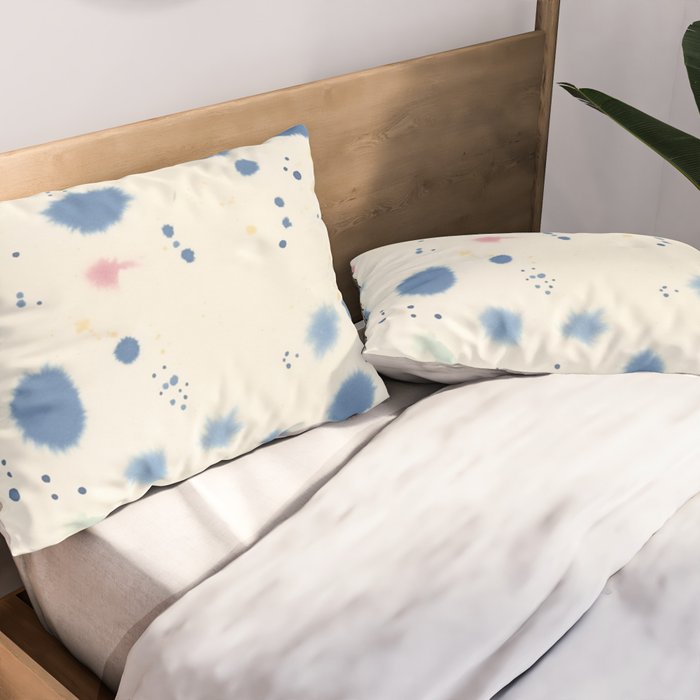 Cloudy Abstract Indigo Blue Spots Pillow Sham Gallery Image 2