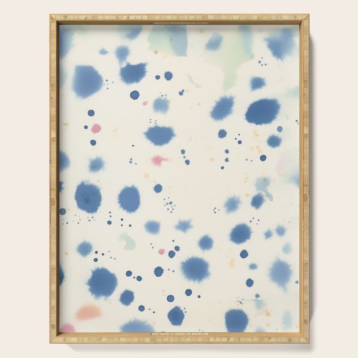 Cloudy Abstract Indigo Blue Spots Serving Tray Gallery Image 1