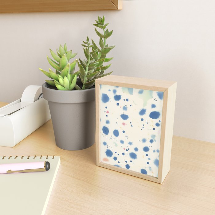 Cloudy Abstract Indigo Blue Spots Mini Art Print Gallery Image 2